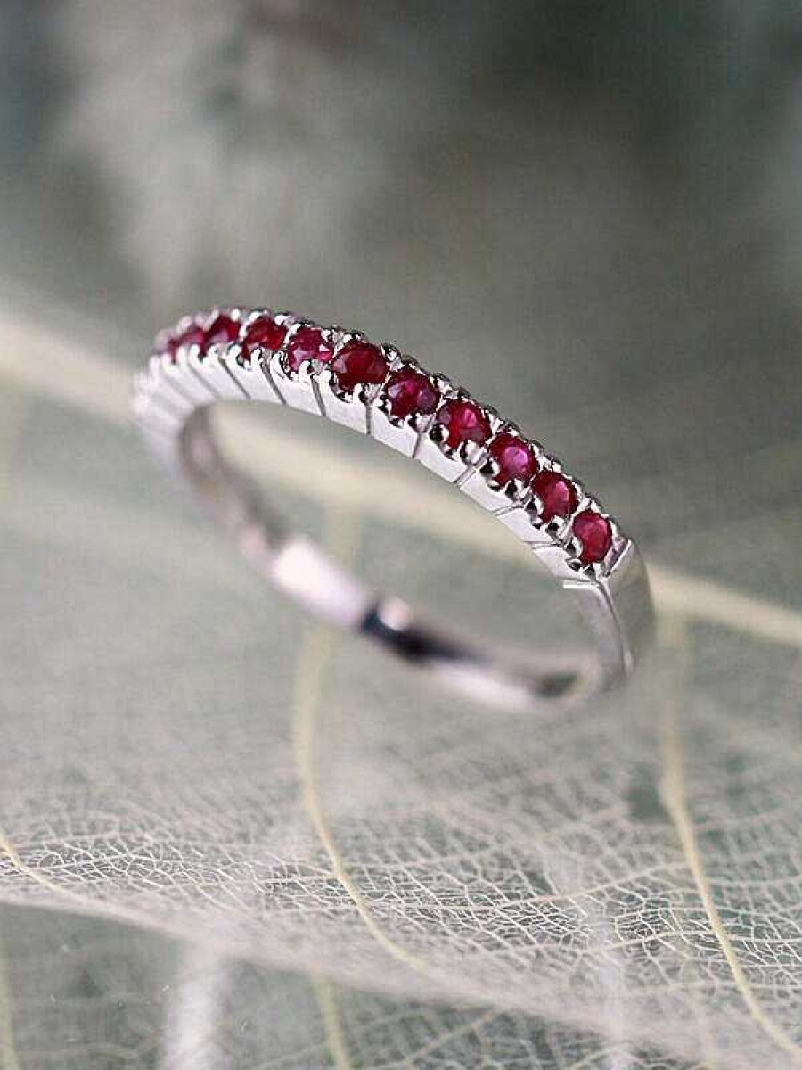 Stones & Gold Rings | Natural Ruby Red Solid 14 Karat Gold Wedding Band