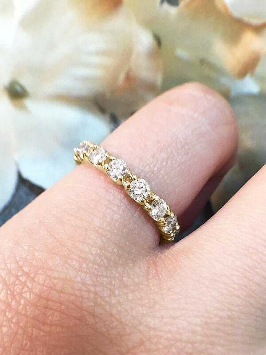 Stones & Gold Rings | 2.6Mm Diamond Eternity With Sizing Bar Wedding Band Solid Gold (14Ky) Engagement Ring