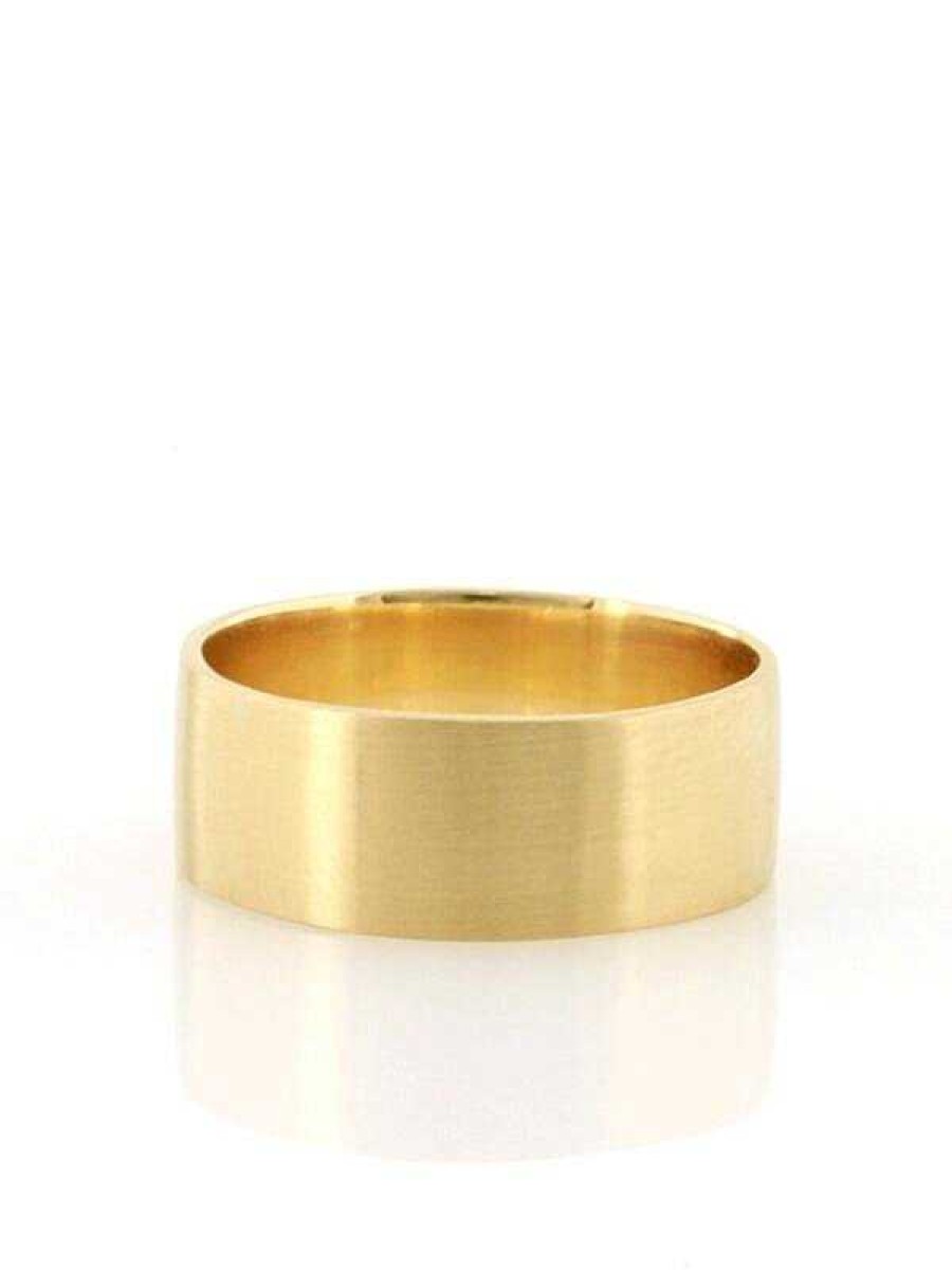 Stones & Gold Wedding Bands | 8Mm Men'S Solid 14 Karat Gold Wedding Band Satin Finish