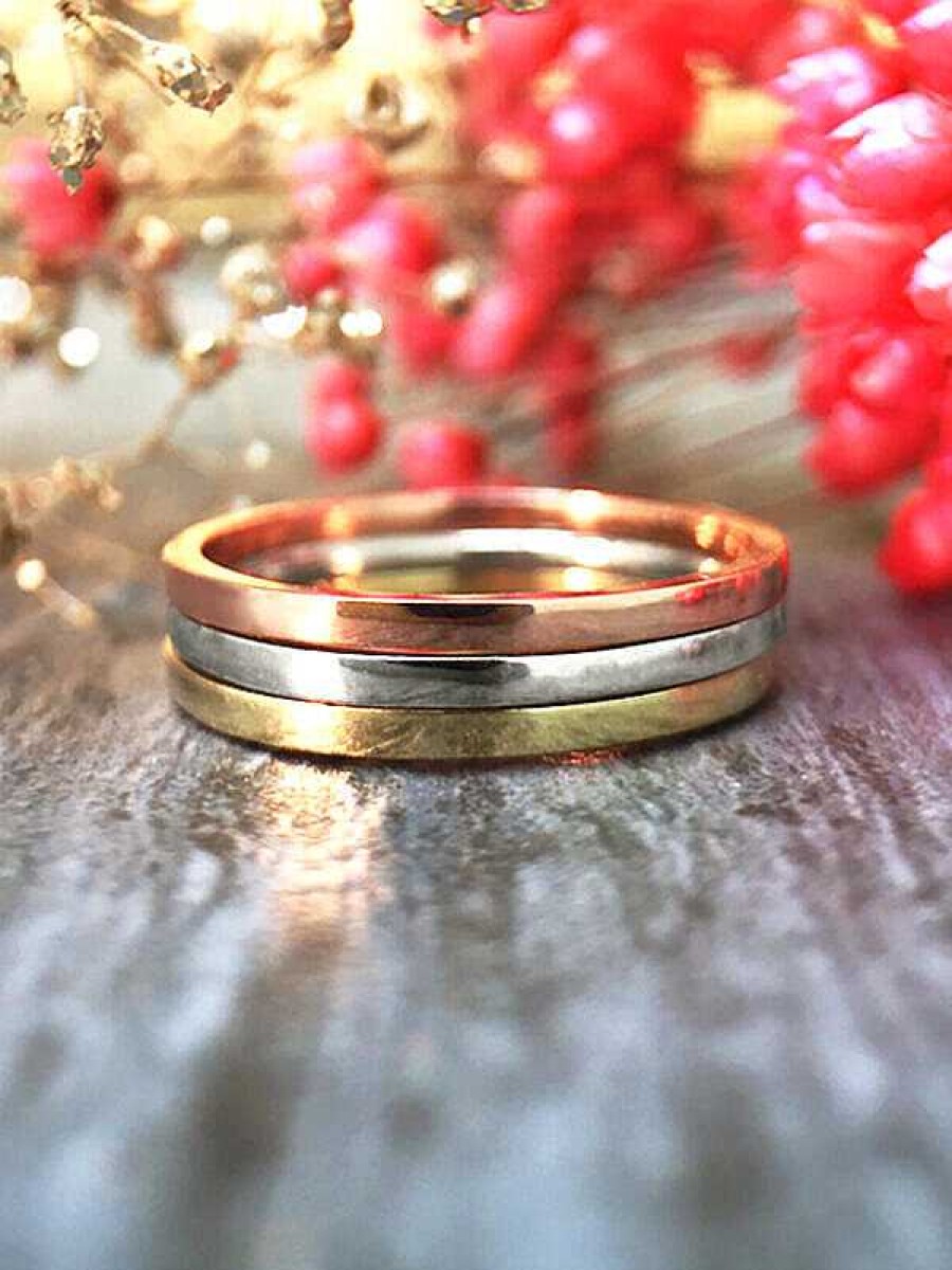 Stones & Gold Rings | 1.3Mm Wedding Band Solid Gold (14Ky) Thin Minimalist Stackable Women'S Engagement Ring