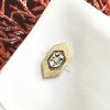 Stones & Gold Cuff Links | Diamond Satin Finish Solid Gold (14Ky) Geometric Men'S Cufflinks