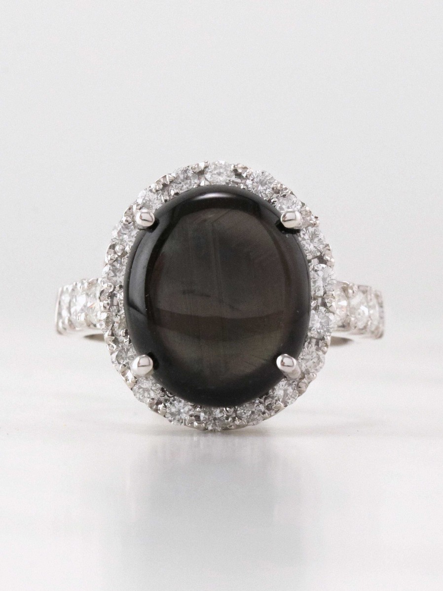 Stones & Gold Rings | 9.48Ct Black Star Sapphire Ring