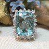 Stones & Gold Rings | One-Of-A-Kind | Aquamarine Ring | 11.91Ct Aquamarine | 1.75Ct Diamonds | Solid 14K White Gold Ring | Estate Fine Jewelry | Free Shipping