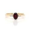 Stones & Gold Rings | 6X4Mm Oval Garnet And Diamond Solid 14 Karat Gold Petite Ring