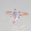 Stones & Gold Rings | 13.5X9.5Mm Pear Shaped Rainbow Moonstone Solid 14K Gold Engagement Ring