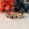 Stones & Gold Rings | Blue Sapphire Wedding Band | Solid 14K Gold | Stackable | Marquise And Dot Design | September Birthstone | Fine Jewelry | Free Shipping