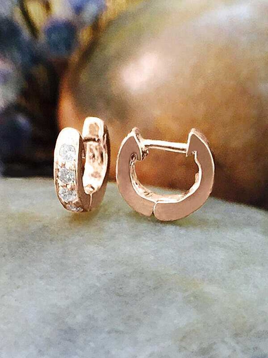 Stones & Gold Earrings | 6Mm Diamond Cartilage Hoop Earrings