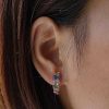 Stones & Gold Earrings | Rainbow Sapphire Solid 14 Karat Gold Hoop Earrings