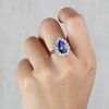 Stones & Gold Rings | One-Of-A-Kind: Tanzanite And Diamond Halo Engagement Solid Gold (14Kw) Estate Ring