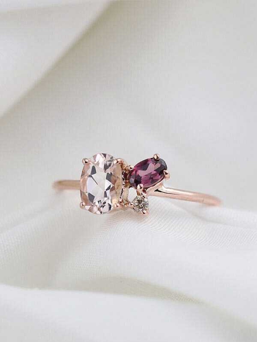 Stones & Gold Rings | Berry Blush Solid 14 Karat Gold Cluster Ring