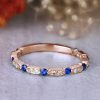 Stones & Gold Rings | 1.9Mm Blue Sapphire And Diamond Solid 14 Karat Gold Wedding Band