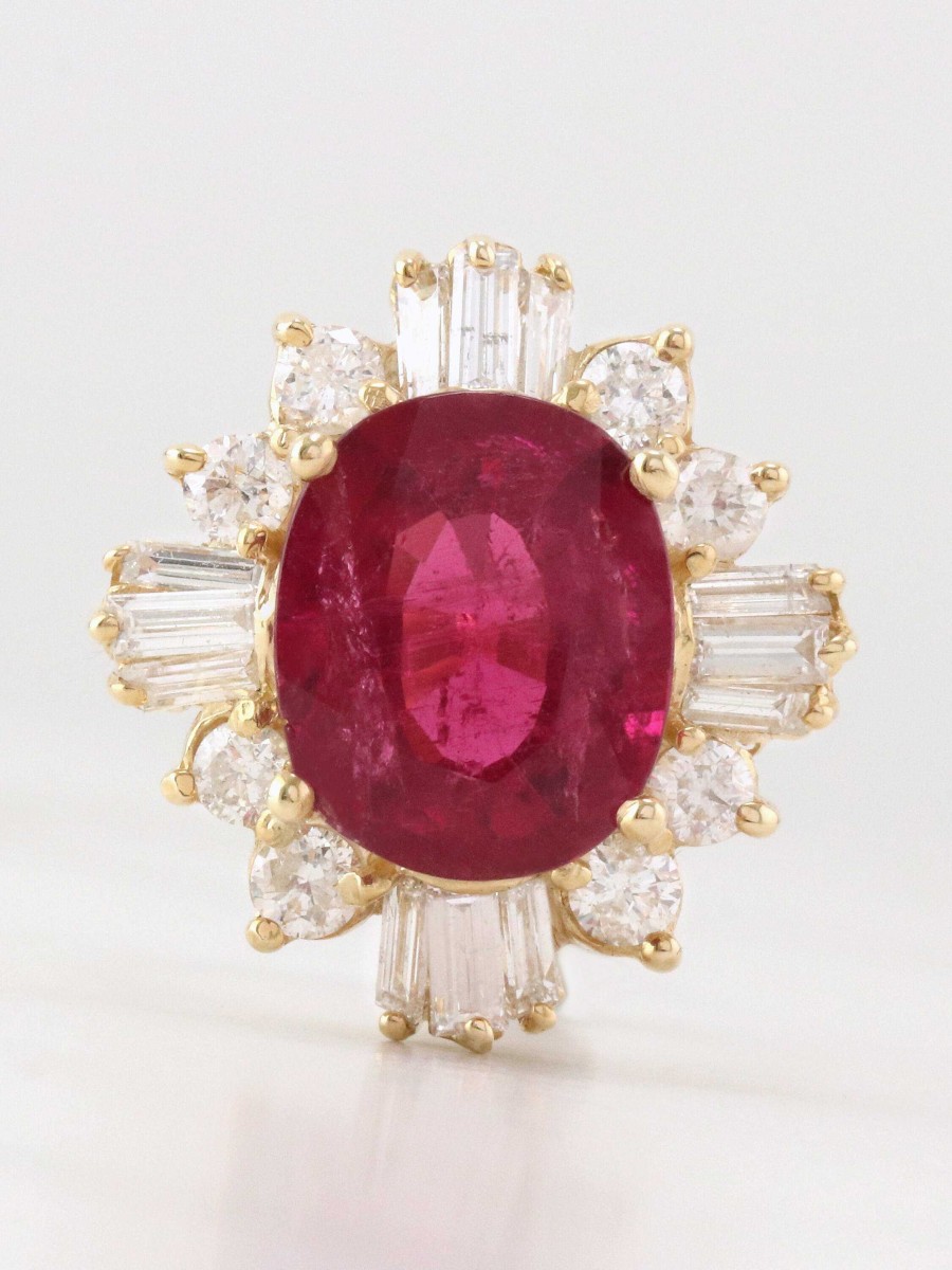 Stones & Gold Rings | One Of A Kind 5.44Ct Rubellite Tourmaline Cockail Ring