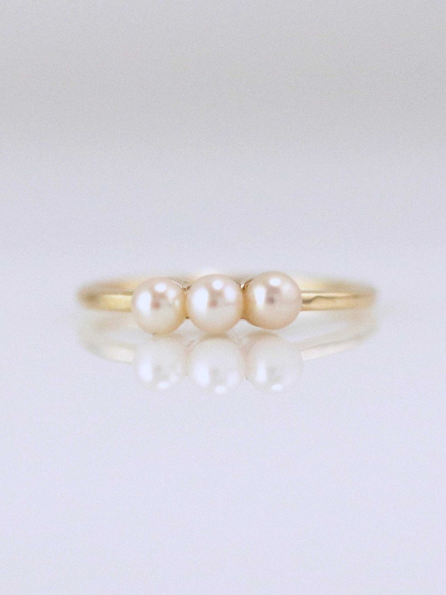 Stones & Gold Rings | Trio Baby Pearl Ring