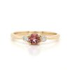 Stones & Gold Rings | 5X5Mm Pink Tourmaline And Diamond Engagement Solid Gold (14Kr) Colored Stone Wedding Ring