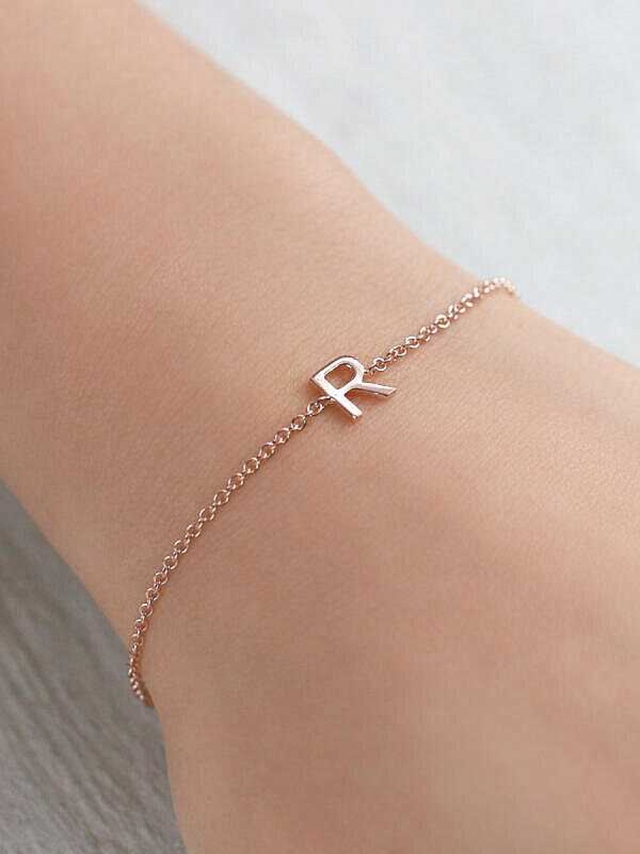 Stones & Gold Bracelets & Anklets | Letter Initial Solid 14 Karat Gold Bracelet