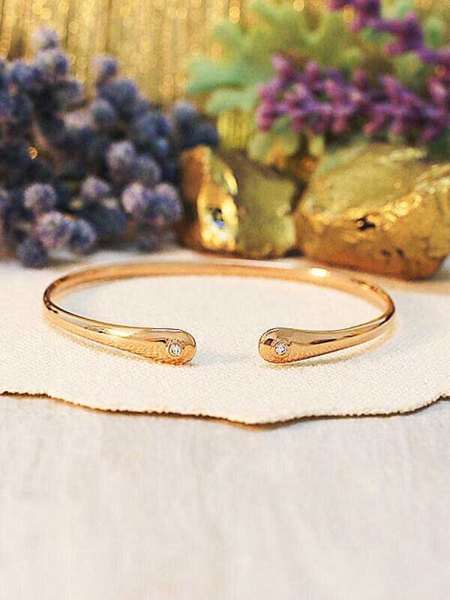 Stones & Gold Bracelets & Anklets | Diamond Bezel Bangle | Adjustable Gold Cuff | Diamond Bracelet | Solid Gold | Delicate Bangle | Fine Jewelry | Free Shipping