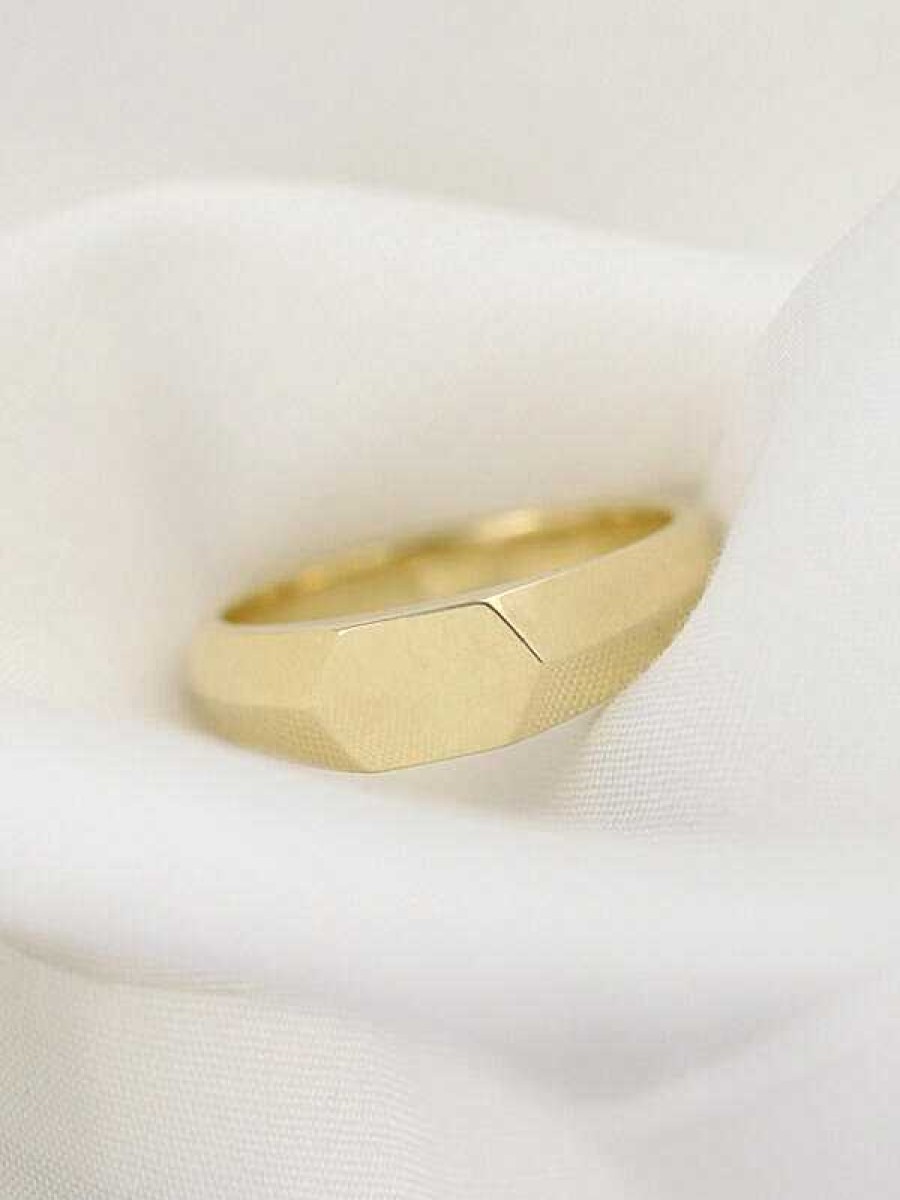 Stones & Gold Rings | Baby Hexagon Signet Solid 14 Karat Gold Ring