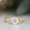 Stones & Gold Rings | 7X7Mm Round Natural Moonstone Bohemian Line Solid 14 Karat Engagement Ring