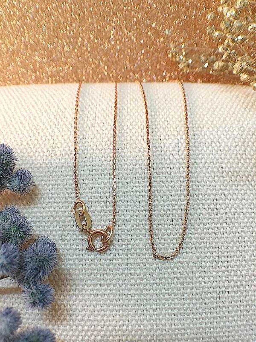 Stones & Gold Necklaces | Link Chain Necklace | Solid Gold Chain | Rose Gold Chain | Gold Chain | 18 Inches | Spring Lock | Fine Jewelry | Free Shipping