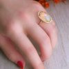 Stones & Gold Rings | Opal Floating Diamond Halo Solid 14 Karat Gold Cocktail Ring