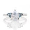 Stones & Gold Rings | Moonstone And Aquamarine Cluster Engagement Solid 14 Karat Ring