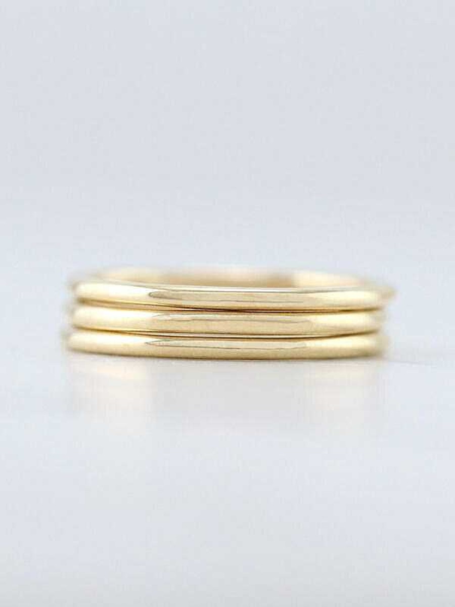 Stones & Gold Rings | Set: 1.3Mm Dome Stackable Solid 14 Karat Gold Rings