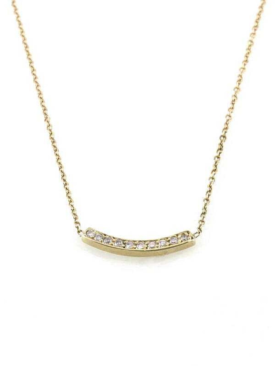 Stones & Gold Necklaces | Petite Bar Solid 14 Karat Diamond Necklace