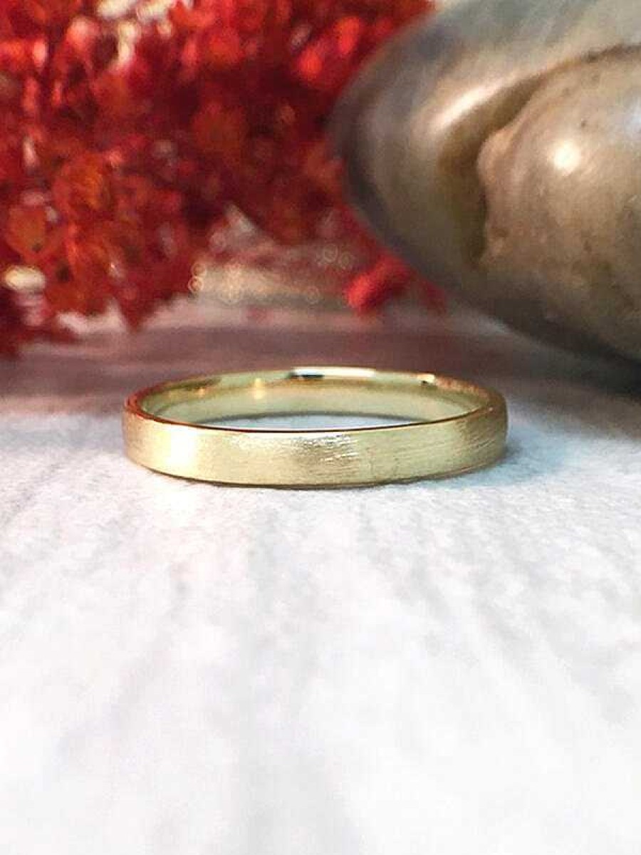 Stones & Gold Rings | 2.7Mm Satin Finish Wedding Band Solid Gold (14Kw) Stackable Modern Women'S Engagement Ring