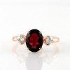 Stones & Gold Rings | 2Ct Oval Rhodolite Garnet And Diamond Solid 14 Karat Gold Rings