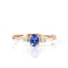 Stones & Gold Rings | 5X3Mm Tanzanite And Diamond Engagement Solid Gold (14Kw) Colored Stone Wedding Ring