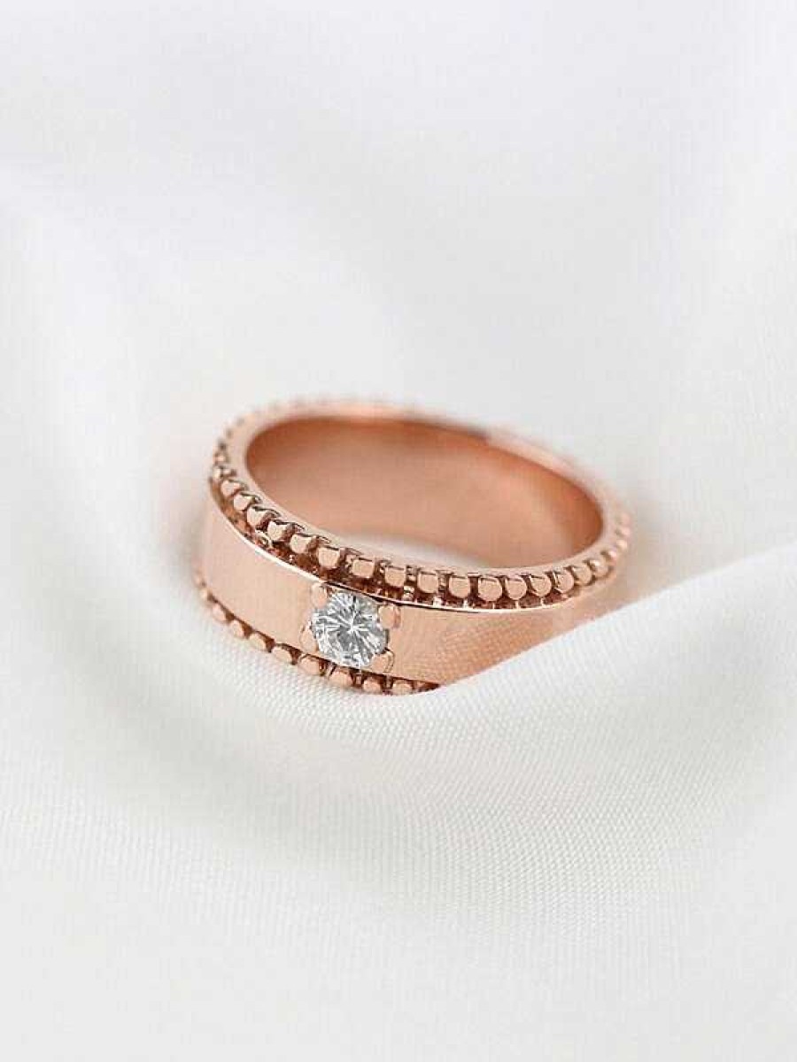 Stones & Gold Rings | 0.10Ct Diamond Beaded Wedding Band