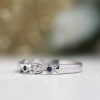 Stones & Gold Rings | Sapphire And Diamond Marquise Dot Solid 14 Karat Gold Wedding Band