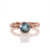 Stones & Gold Rings | Blue-Grey Natural Aquamarine Bohemian Line Solitarie Solid 14 Karat Gold Engagement Ring