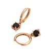 Stones & Gold Earrings | Black Diamond Huggie Drop Earrings