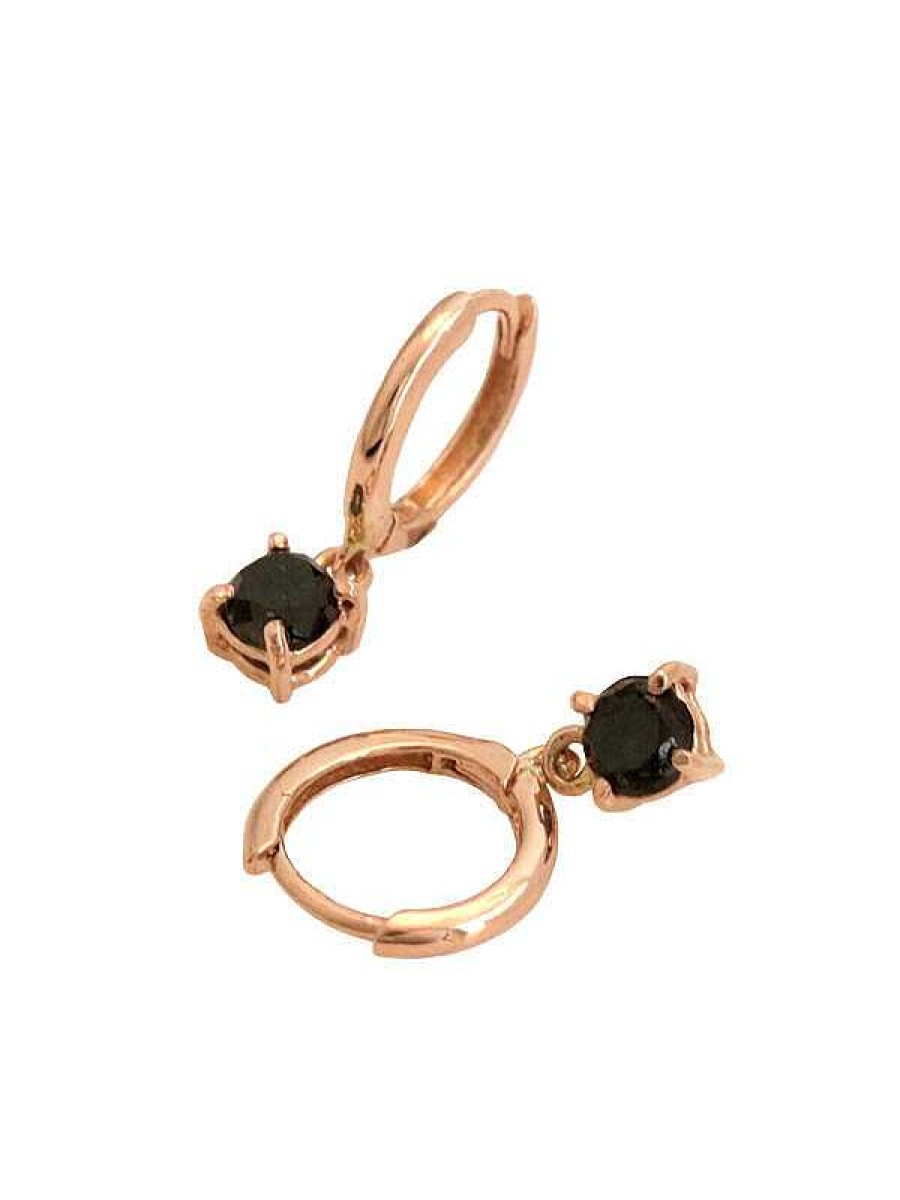 Stones & Gold Earrings | Black Diamond Huggie Drop Earrings