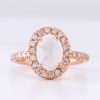 Stones & Gold Rings | Moonstone Halo Engagement Ring