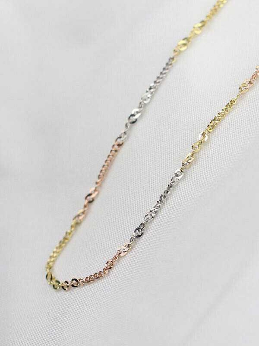 Stones & Gold Necklaces | Curblink Tricolor 14 Karat Gold Chain