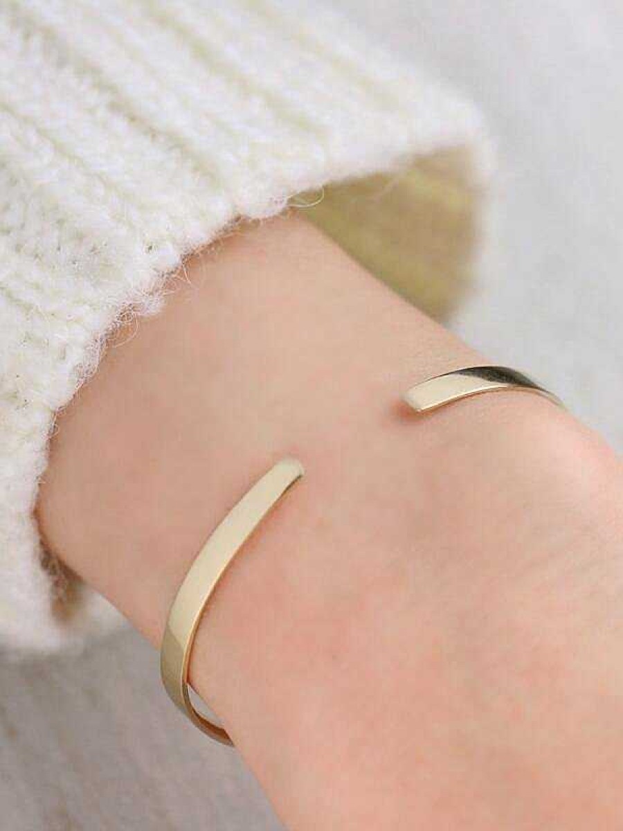 Stones & Gold Bracelets & Anklets | Simple 3.8Mm Solid 14 Karat Gold Bangle Cuff