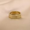 Stones & Gold Wedding Bands | 6Mm Geometric Gold Ring