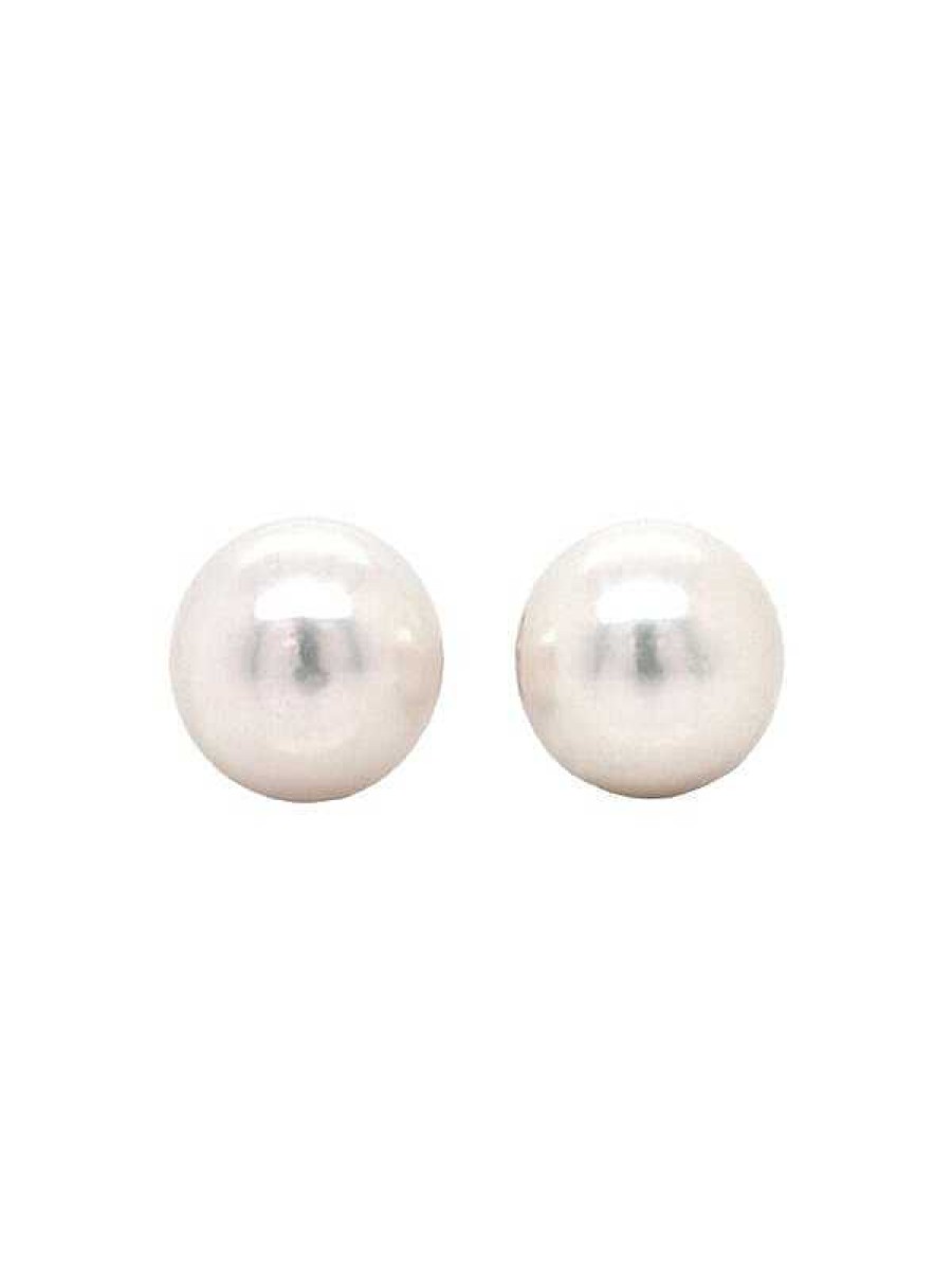 Stones & Gold Earrings | 8Mm Cultured Akoya Pearl Solid 14 Karat Gold Earrings