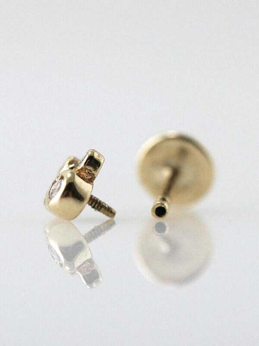 Stones & Gold Earrings | Petite Diamond Bubble Solid 14 Karat Gold Screw Back Earrings