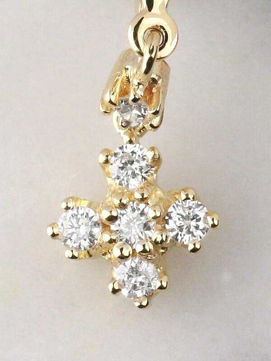 Stones & Gold Earrings | Diamond Cluster Solid 14 Karat Gold Dangle Leverback Earrings