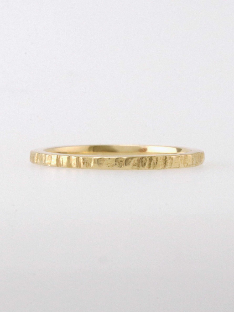 Stones & Gold Rings | 1.4Mm Hammered Solid 14K Gold Stackable Band