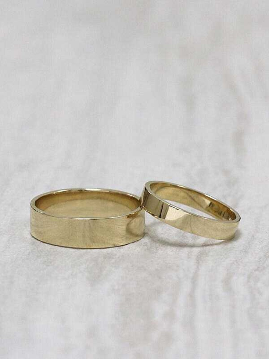 Stones & Gold Rings | 3Mm Modern Straight Eage Solid 14 Karat Gold Band