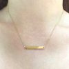 Stones & Gold Necklaces | Bar With Engraving Option Available Pendant Solid Gold (14Ky) Minimalist Chain Necklace