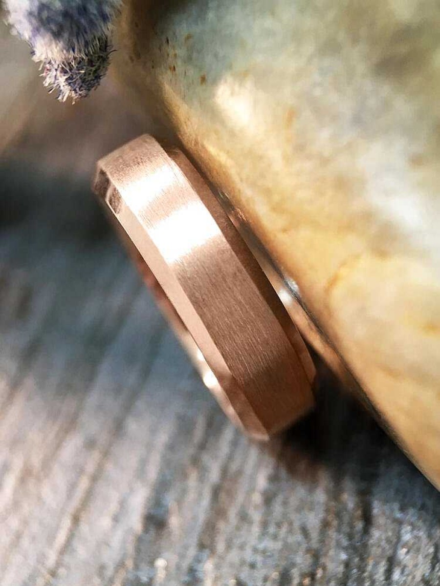 Stones & Gold Wedding Bands | 6.0Mm Wide Solid 14K Satin Finish Rose Gold Men'S Wedding Band