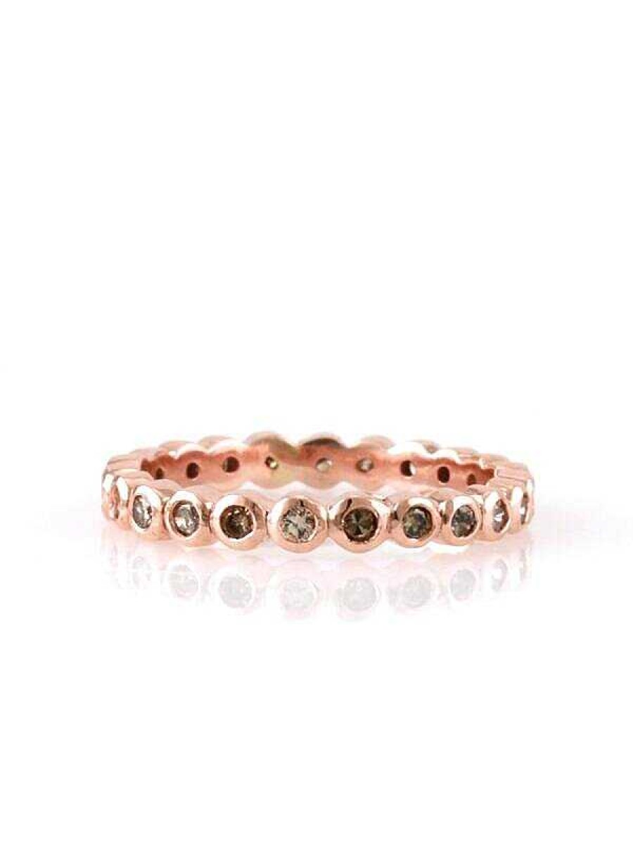 Stones & Gold Rings | Bezel Champagne Diamond Solid 14 Karat Eternity Band