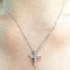 Stones & Gold Necklaces | Cross Diamond Pendant Solid Gold (14Kw) With Bonus 14Kw Chain Religious Necklace