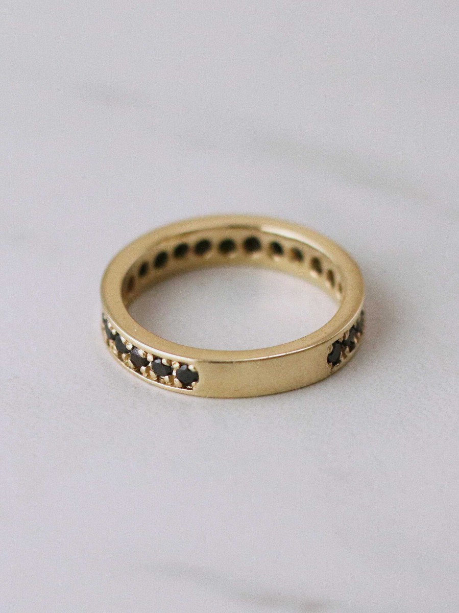 Stones & Gold Rings | Black Diamond Single Row Band