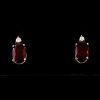 Stones & Gold Earrings | 6X4Mm Garnet And Diamond Solid 14 Karat Gold Stud Earrings